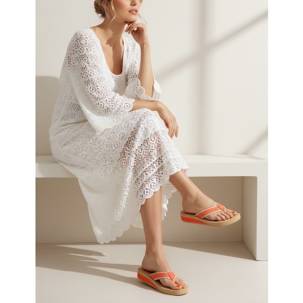 TORY BURCH‎ 'Wilhelm' Sandal Orange & Tan Thong Style Flip Flop Size 10